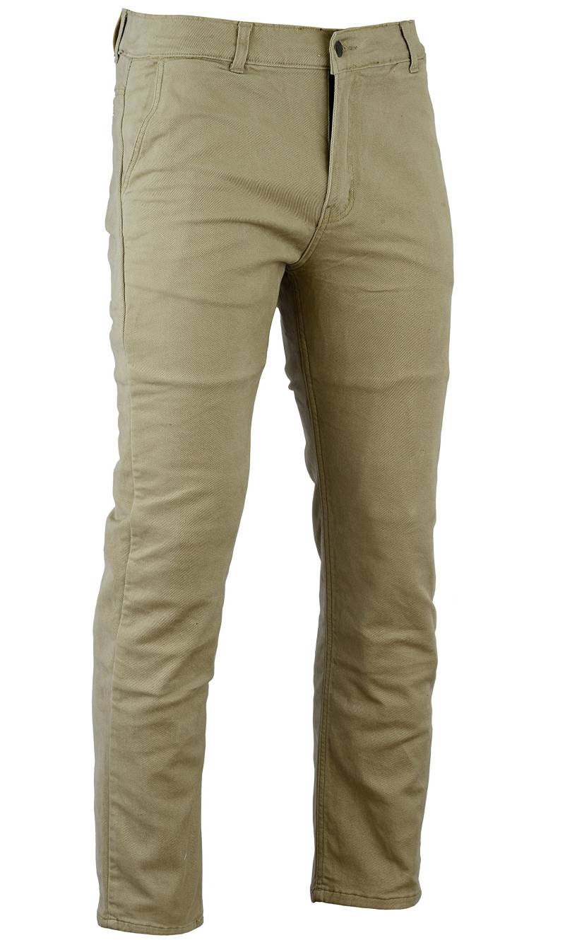 Bikers Gear Australia Limited Chino-Jeans mit Kevlarfutter im modernen Stil, Motorradschutz, CE, hellbraun, Größe 34S; KC0020-34S von Bikers Gear