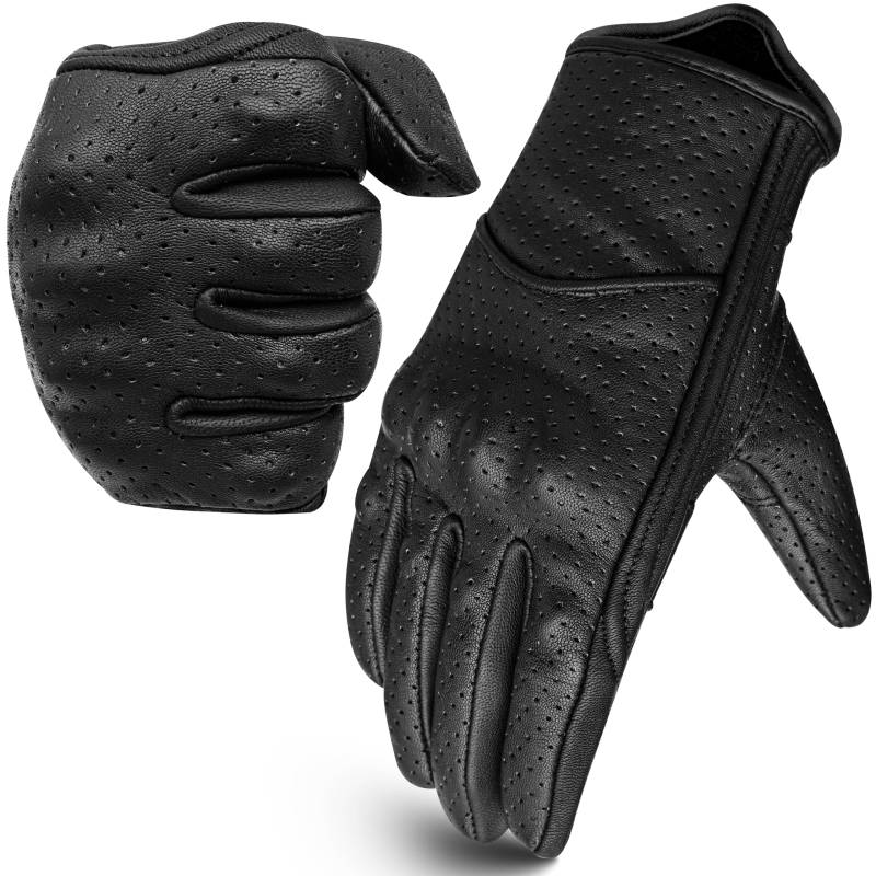 Bikers Gear Australia Limited perforiert kurz Sommer Motorrad Handschuhe, Schwarz, Größe 2 X L von Bikers Gear Australia