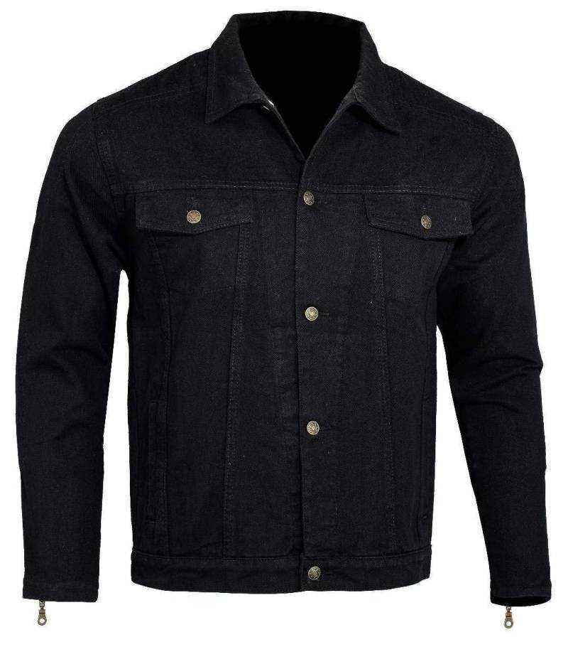 Bikers Gear Australia Motorradjacke mit Kevlar gefüttert, Denim-Motorradjacke mit abnehmbarer CE-1621-1-Rüstung, Schwarz, Größe XL von Bikers Gear Australia