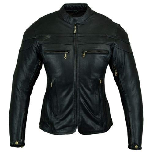 Bikers Gear Australia Neue Damen Sturgis Premium-Qualität aus weichem Rindsleder Motorrad Cruiserjacke mit CE 1621-1 5-teilige abnehmbare Rüstung, Schwarz (Black), 36 EU (Herstellergröße:S) von Bikers Gear Australia