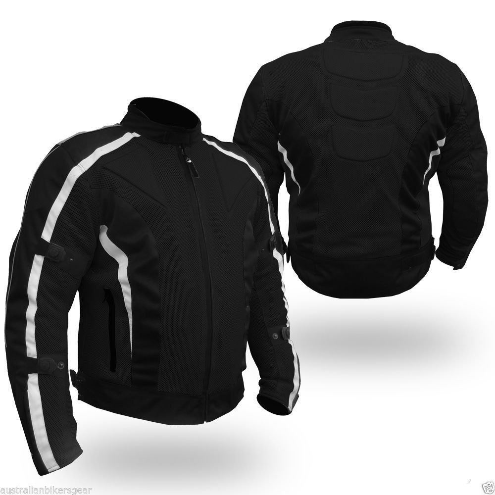 Chicane Race Mesh Air Flow Jacket Black & White Waterproof & Armoured CE-1621-1 L (40"/101cm) von Bikers Gear Australia