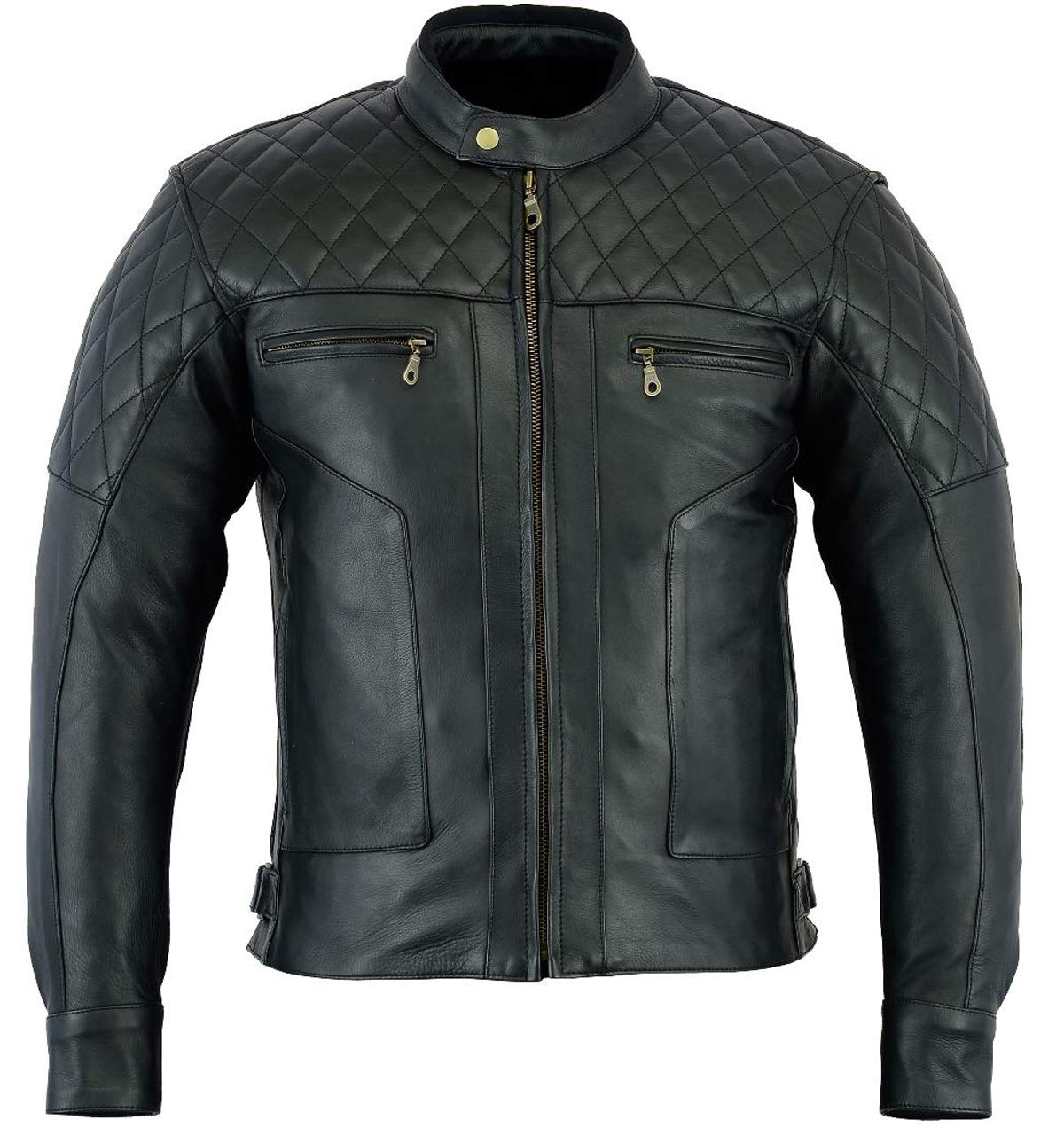 Bikers Gear Australia Limited Baron Diamond Motorradjacke aus weichem analinem Leder, CE-abnehmbare Rüstung, Schwarz Anthrazit, Größe 2XL von Bikers Gear