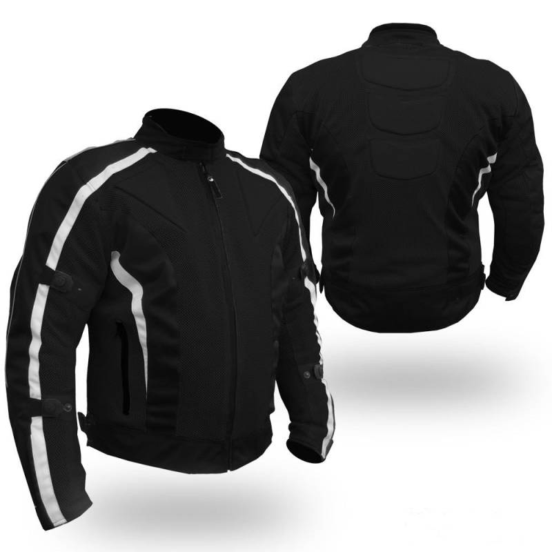 Chicane Race Mesh Air Flow Jacket Black & White Waterproof & Armoured CE-1621-1 (6XL 52"/132cm) von Bikers Gear Australia