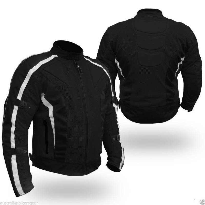 Chicane Race Mesh Air Flow Jacket Black & White Waterproof & Armoured CE-1621-1 5XL (50 EU/127cm) von Bikers Gear Australia