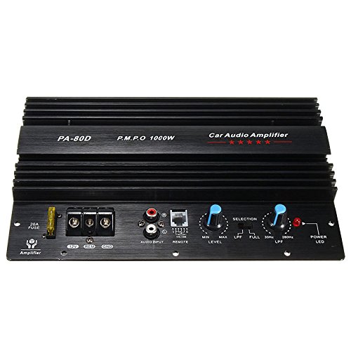 Bikevista 12V 1000W Mono Auto Audio Endstufe Leistungsstarke Bass Subwoofer Amp PA80D von Bikevista