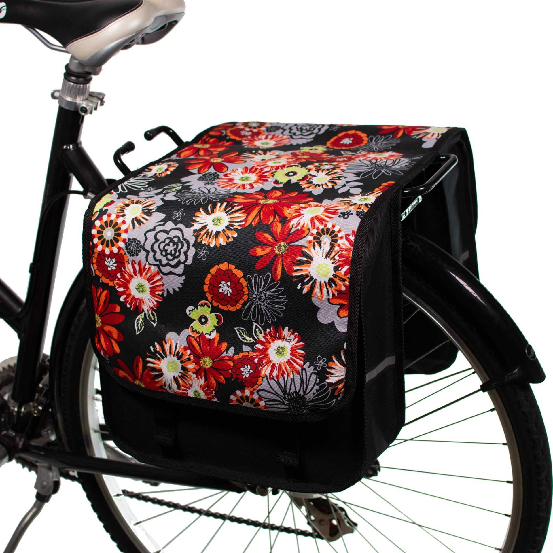 BikyBag Classic CL - Doppel Fahrradtasche Gepacktragertasche (Rote Wiese) von BikyBag