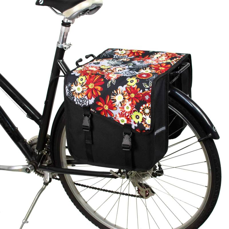 BikyBag Classic CS - Doppel Fahrradtasche Gepäckträgertasche (Rote Wiese) von BikyBag