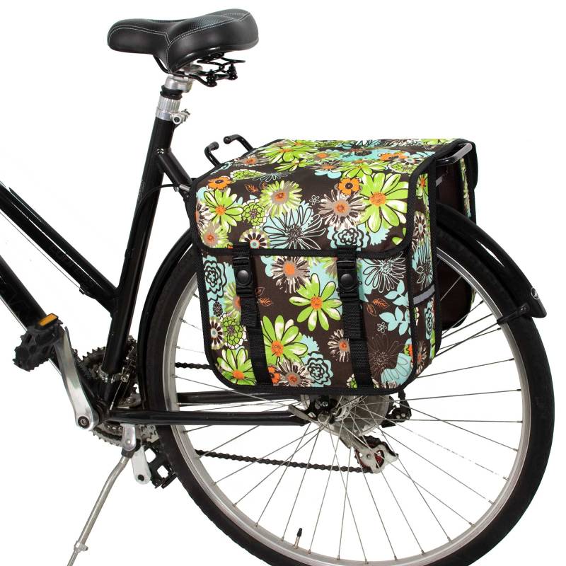 BikyBag Classic - Doppel Fahrradtasche Gepacktragertasche (Grüne Wiese) von BikyBag