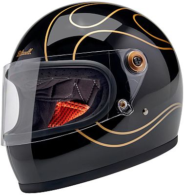 Biltwell Gringo S Black Flames, Integralhelm - Schwarz/Gold - M von Biltwell