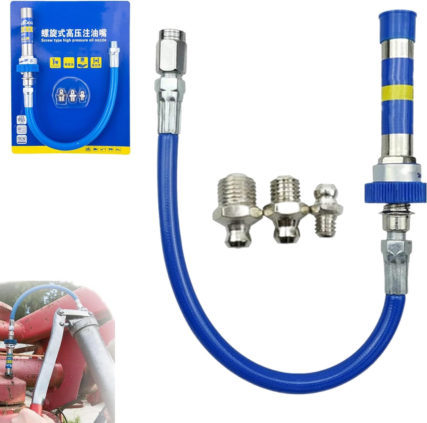 High Pressure Grease Coupler Strong Lock On Grease Tool Couplers Grease Gun Coupler Adapter, Fittings Extensions, Heavy-Duty für Fettpresse Schnelle Veröffentlichung Einhandfettpresse von Bimhayuu