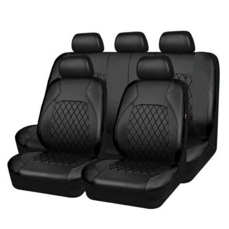 Leder Autositzbezüge Sets Auto Sitzbezüge Sets für Golf-VII/Variant/2014-2020, PU Leder Autositzbezüge Wasserdicht Atmungsaktiv Schonbezüge Autositz Sitzschoner Zubehör (Schwarz) von Bimhayuu