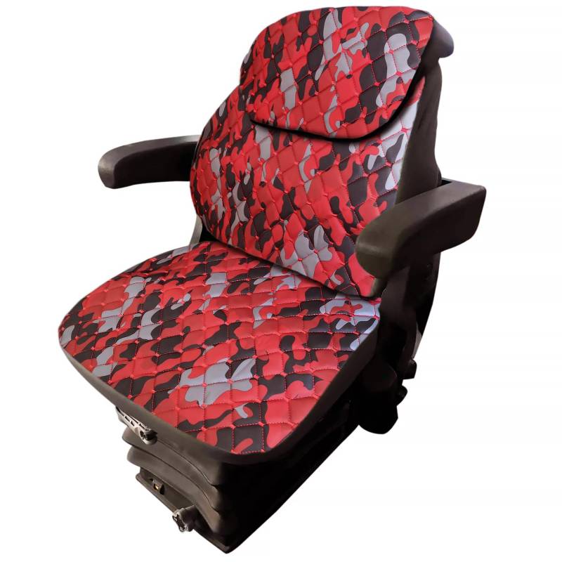 Binbir Trend 3-teiliger strapazierfähiger Universal-Traktorsitzbezug mit Kopfstütze, Gabelstapler-Sitzbezug (Impertex Red Camuflage) von Binbir Trend