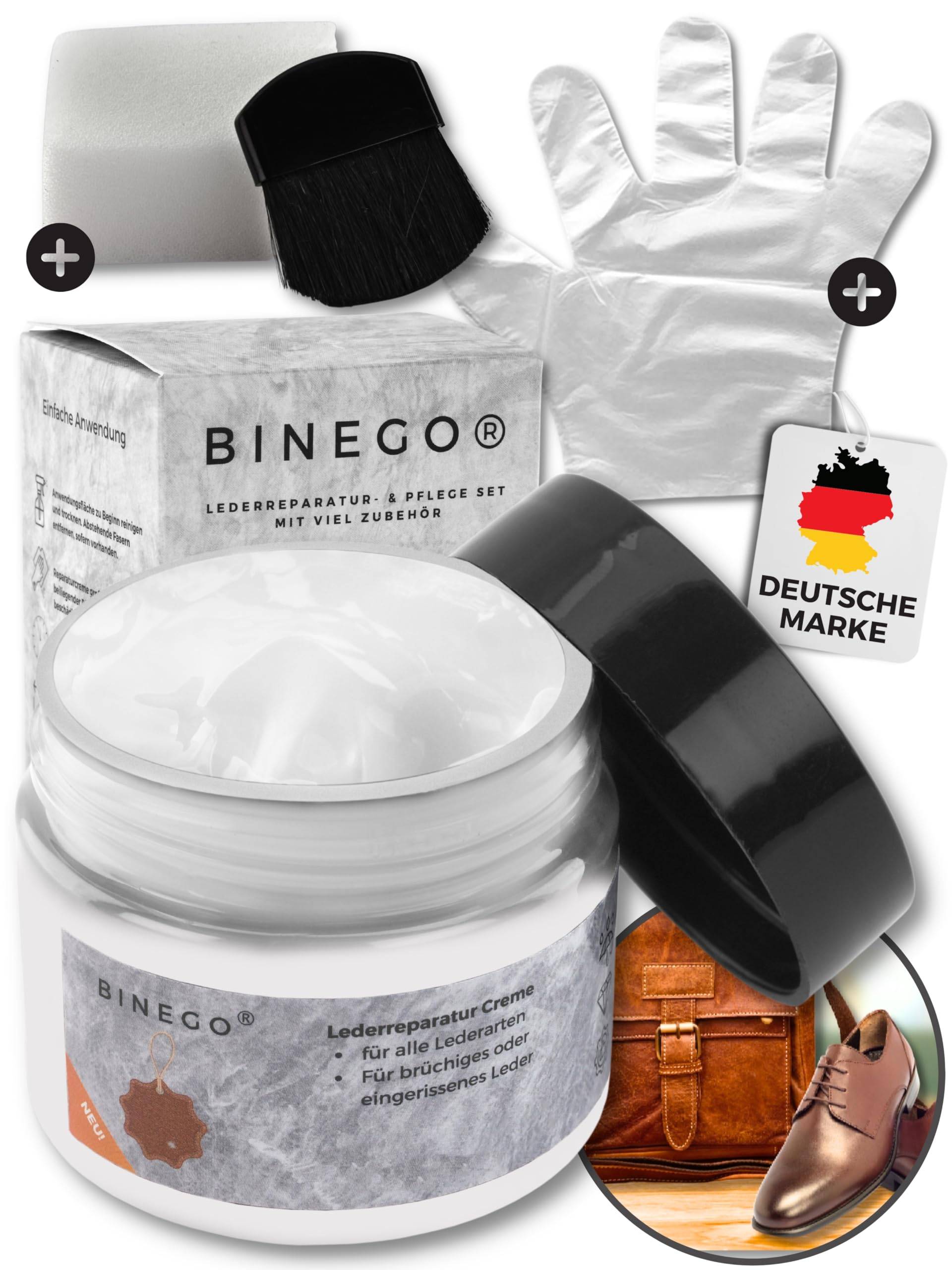 Binego® Lederreparaturset Leder & Kunstleder Reparatur Set | Lederreparatur Flüssigleder Lederfarbe Reparieren Reparaturset Aufbereitung | Farbe Weiß Weiss von Binego