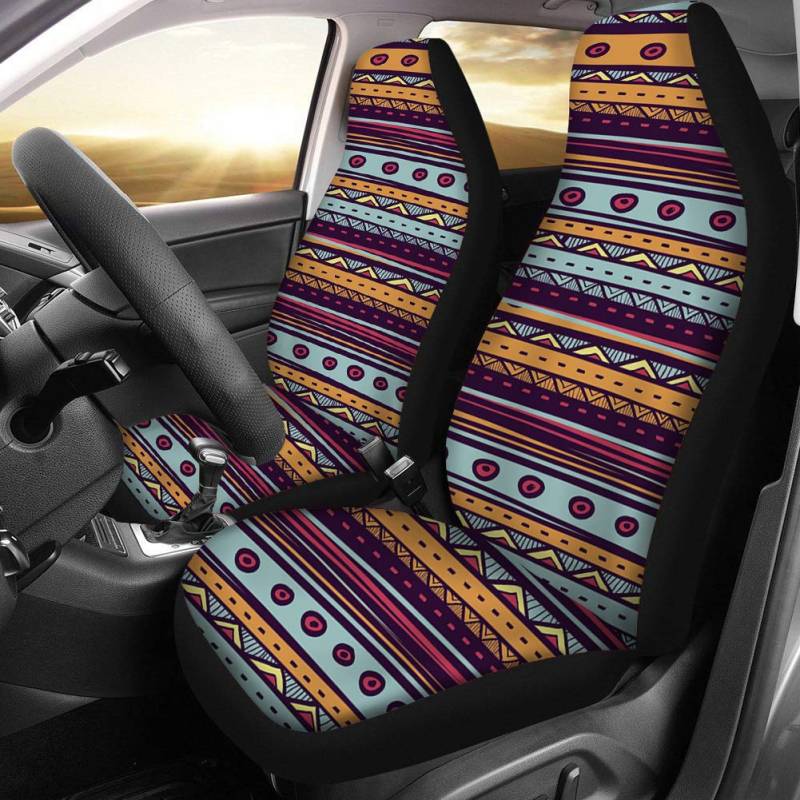 Binienty Autositzbezüge, Baja-Satteldecke, universelle Passform, für LKWs, SUVs, Van, Boho-Tribal-Streifen-Design, 2-teiliges Set von Binienty