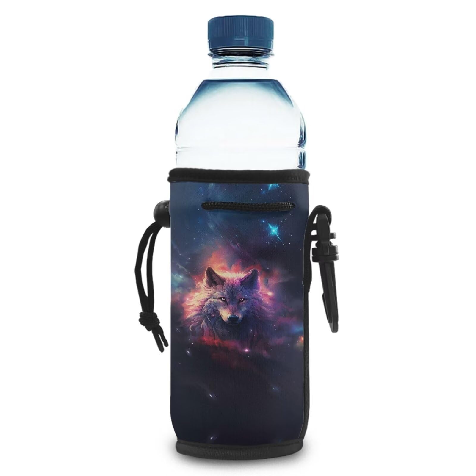 Binienty Isolierter Wasserflaschenhalter, Galaxie-Wolf, Wasserflaschen-Tragetasche für Jungen, Kinder, Jugendliche, Fahrradflaschenhalter von Binienty