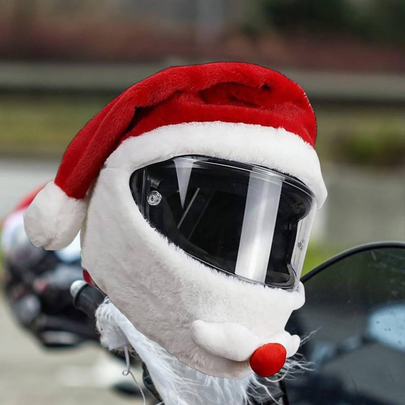 2 Stück Motorradhelm Abdeckung | Motorradhelm Überzug | Weihnachtsmütze Motorradhelmbezug | Plüsch Schutzhülle Für Motorradliebhaber | Helmüberzug Motorrad Für Motorradhelm von Biniveil