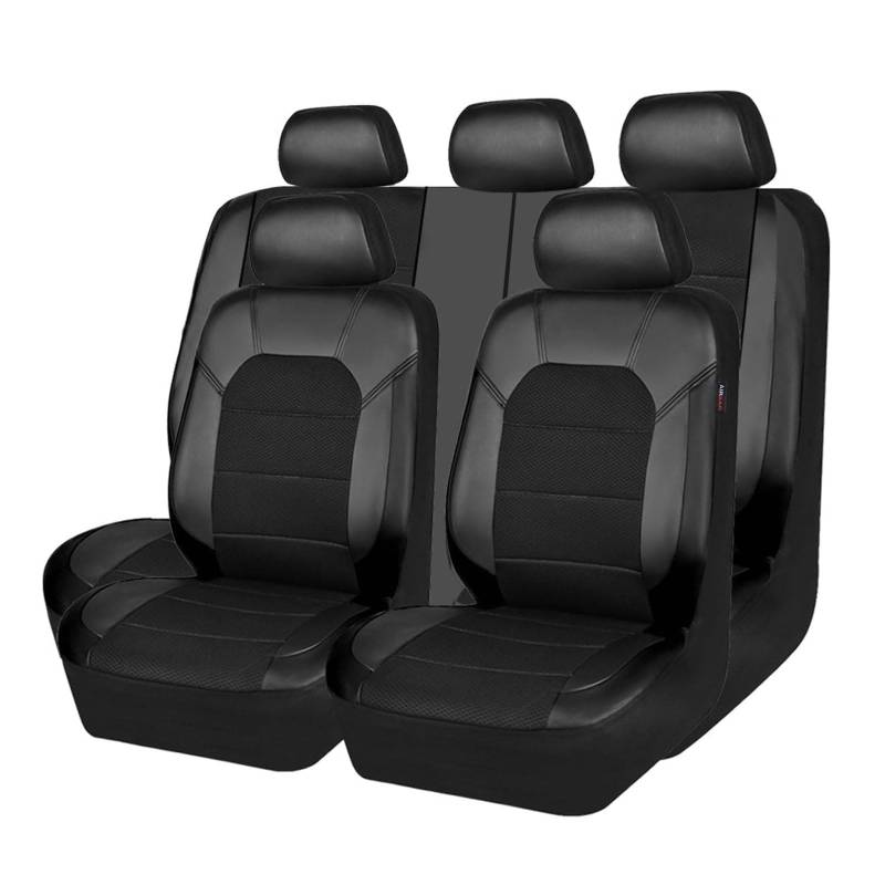 BinwoLoBLM Auto Sitzbezüge Set für VW Tiguan (5N) 1.Gen 2009 2010 2011 2012 2013 2014 2015 2016, 9 Stück Leder Wasserdicht Bequem Autositzbezüge Sitzschoner Innenraum Zubehör von BinwoLoBLM