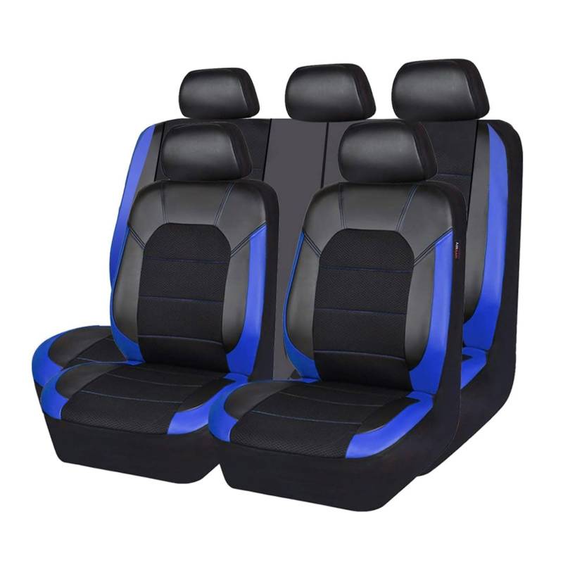 BinwoLoBLM Auto Sitzbezüge Set für VW Tiguan (5N) 1.Gen 2009 2010 2011 2012 2013 2014 2015 2016, 9 Stück Leder Wasserdicht Bequem Autositzbezüge Sitzschoner Innenraum Zubehör von BinwoLoBLM