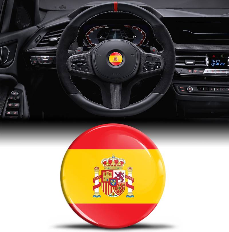 3D-Silikon-Aufkleber Kompatibel mit BMW 36131181082 Emblem Lenkrad 45mm Badge Zubehör Teile Abziehbilder Lenkrad Dekoration Spanien Spanische Flagge V 37 von Biomar Labs