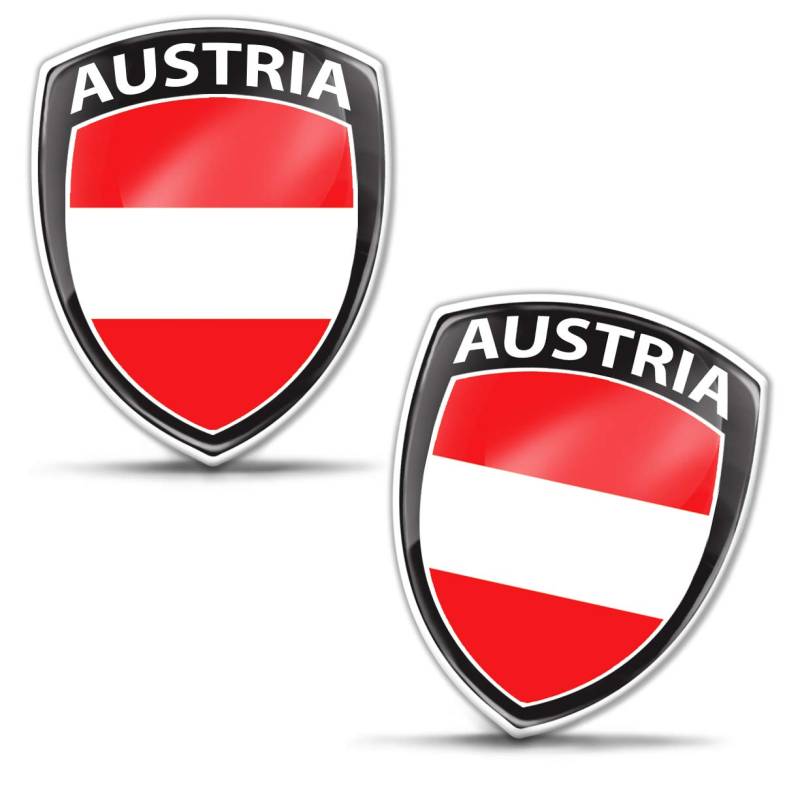 Biomar Labs® 2 x Aufkleber 3D Gel Silikon Abzeichen Stickers Auto Motorrad Fahrrad Fenster Tür PC Handy Tablet Laptop Austria Österreich Österreichische Flagge Fahne Flag F 156 von Biomar Labs