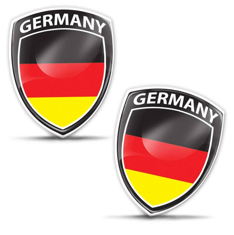 Biomar Labs® 2 x Aufkleber 3D Gel Silikon Abzeichen Stickers Auto Motorrad Fahrrad Fenster Tür PC Handy Tablet Laptop Deutsche Deutschland German Germany Flagge Fahne Flag F 146 von Biomar Labs