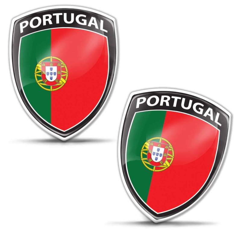 Biomar Labs® 2 x Aufkleber 3D Gel Silikon Abzeichen Stickers Auto Motorrad Fahrrad Fenster Tür PC Handy Tablet Laptop Portugal Portugiesisch Portuguese Flagge Fahne Flag F 149 von Biomar Labs