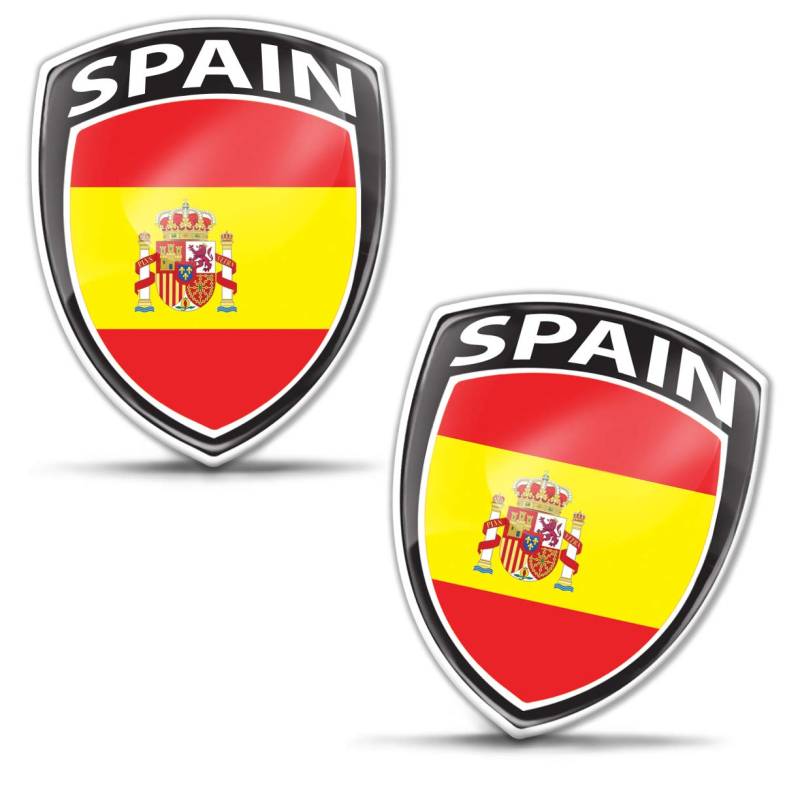 Biomar Labs® 2 x Aufkleber 3D Gel Silikon Abzeichen Stickers Auto Motorrad Fahrrad Fenster Tür PC Handy Tablet Laptop Spanien Spain Spanische Spanish Flagge Fahne Flag F 153 von Biomar Labs