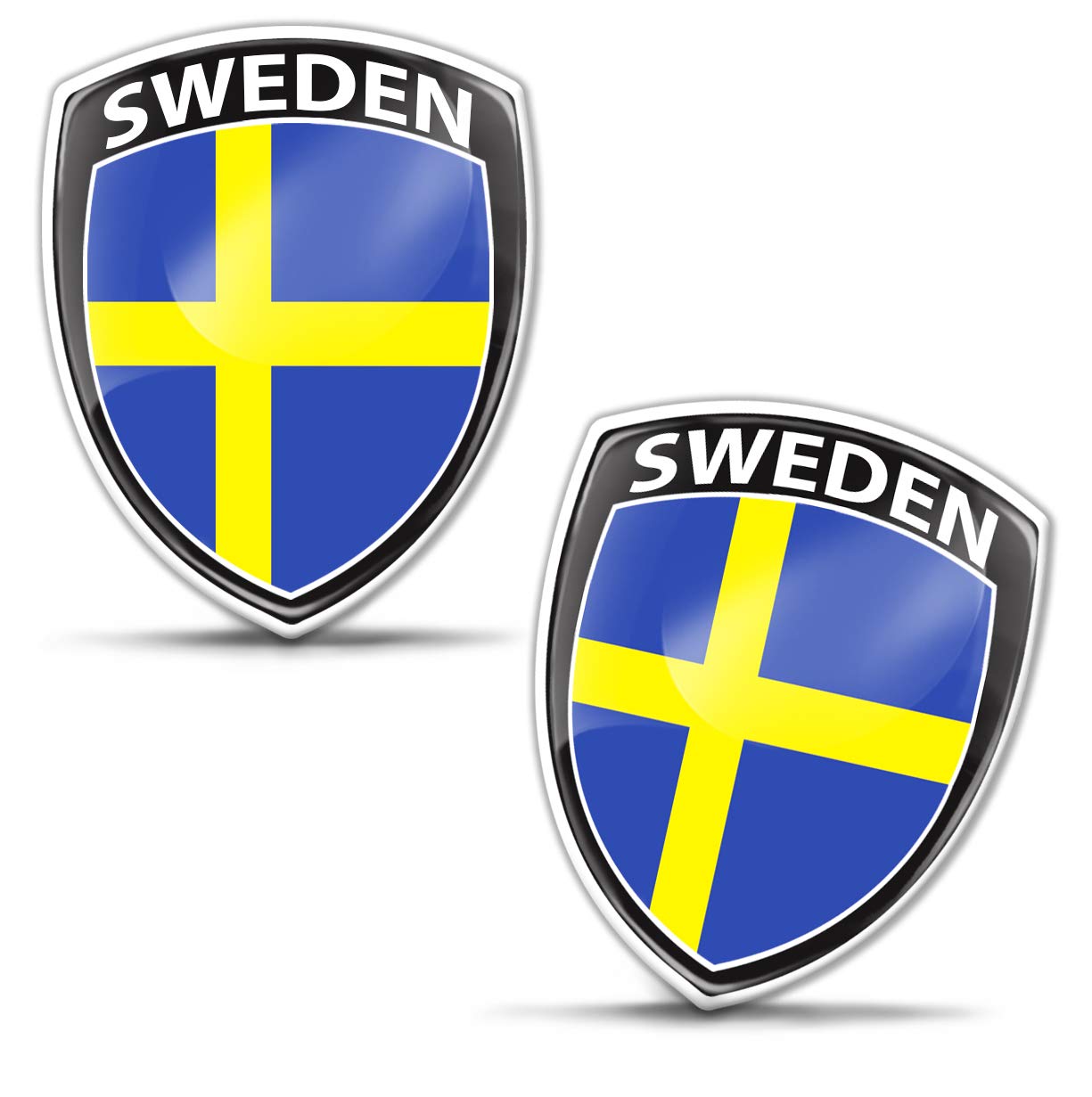 Biomar Labs® 2 x Aufkleber 3D Gel Silikon Abzeichen Stickers Auto Motorrad Fahrrad Fenster Tür PC Handy Tablet Laptop Sweden Schweden Schwedische Swedish Flagge Fahne Flag F 154 von Biomar Labs