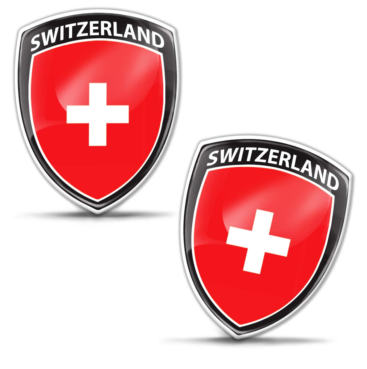 Biomar Labs® 2 x Aufkleber 3D Gel Silikon Abzeichen Stickers Auto Motorrad Fahrrad Fenster Tür PC Handy Tablet Laptop Switzerland Schweiz Swiss Flagge Fahne Flag F 155 von Biomar Labs