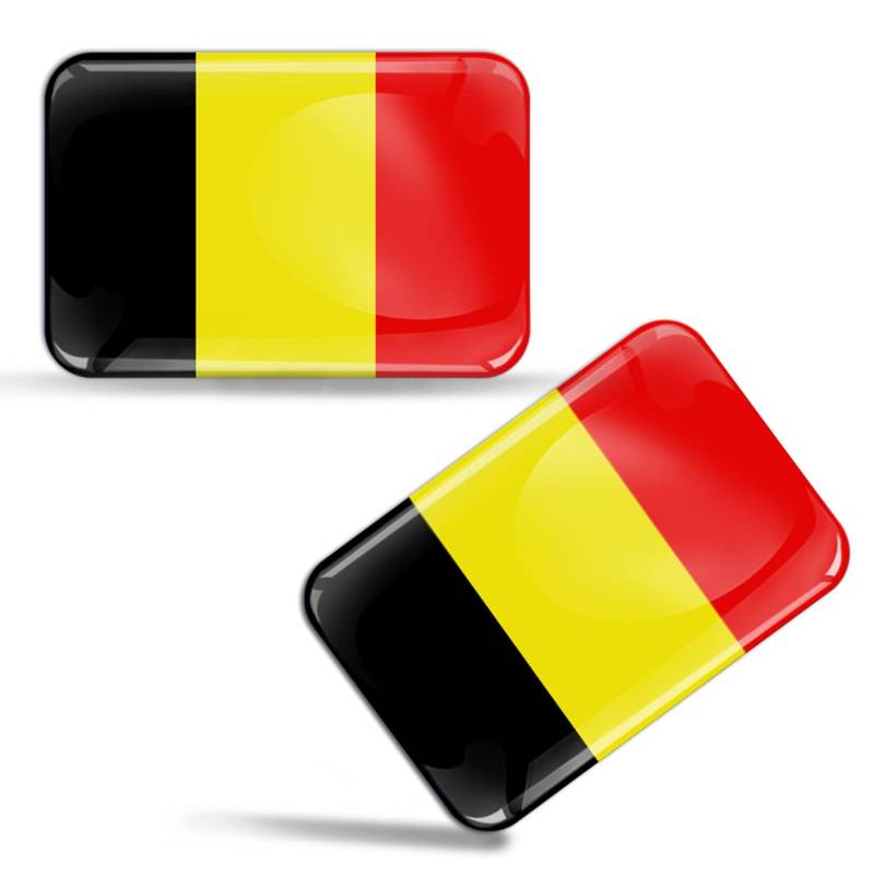 Biomar Labs® 2 x Aufkleber 3D Gel Silikon Stickers Belgien Belgium Belgisch Flagge Fahne Flag Auto Motorrad Fahrrad Fenster Tür PC Handy Tablet Laptop F 39 von Biomar Labs