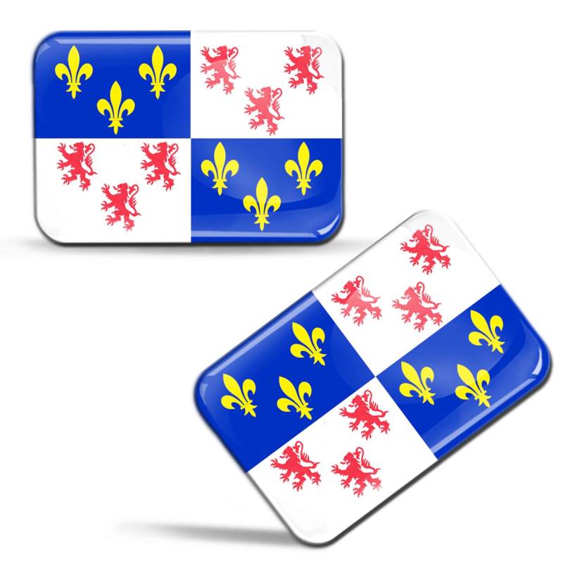 Biomar Labs® 2 x Aufkleber 3D Gel Silikon Stickers Französische Fahne France Flagge Provinz Frankreich Picardie French Flag Auto Motorrad Fahrrad Fenster Tür PC Tablet Laptop von Biomar Labs