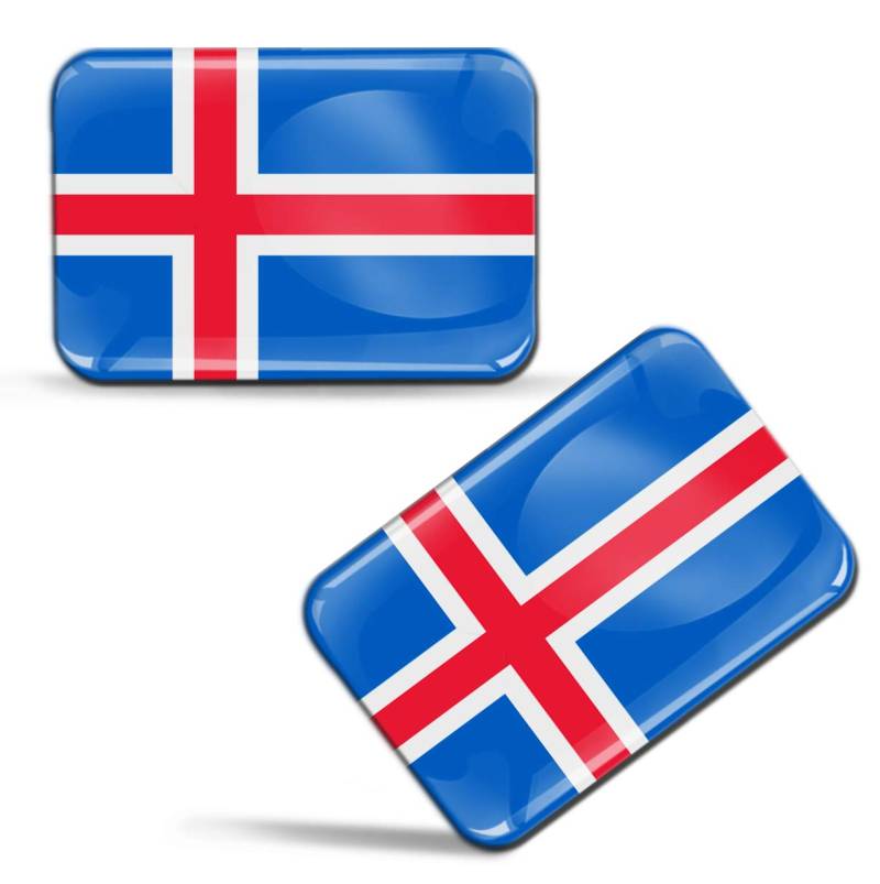 Biomar Labs® 2 x Aufkleber 3D Gel Silikon Stickers Iceland Island Isländisch Flag Flagge Fahne Auto Motorrad Fahrrad Fenster Tür PC Handy Tablet Laptop F 79 von Biomar Labs