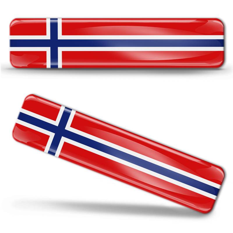 Biomar Labs® 2 x Aufkleber 3D Gel Silikon Stickers Norway Flag Norwegen Norwegische Flagge Fahne Autoaufkleber F 15 von Biomar Labs