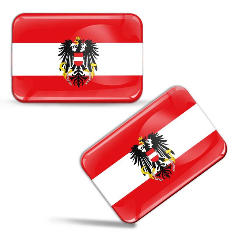 Biomar Labs® 2 x Aufkleber 3D Gel Silikon Stickers Österreich Austria Österreichische Flagge Fahne Flag Wappen Emblem Auto Motorrad Fahrrad Fenster Tür PC Handy Tablet Laptop F 81 von Biomar Labs