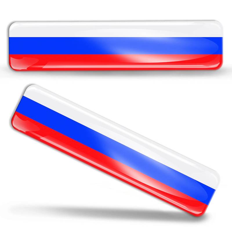 Biomar Labs® 2 x Aufkleber 3D Gel Silikon Stickers Russia Russland Russisch Flag Flagge Fahne Autoaufkleber F 19 von Biomar Labs