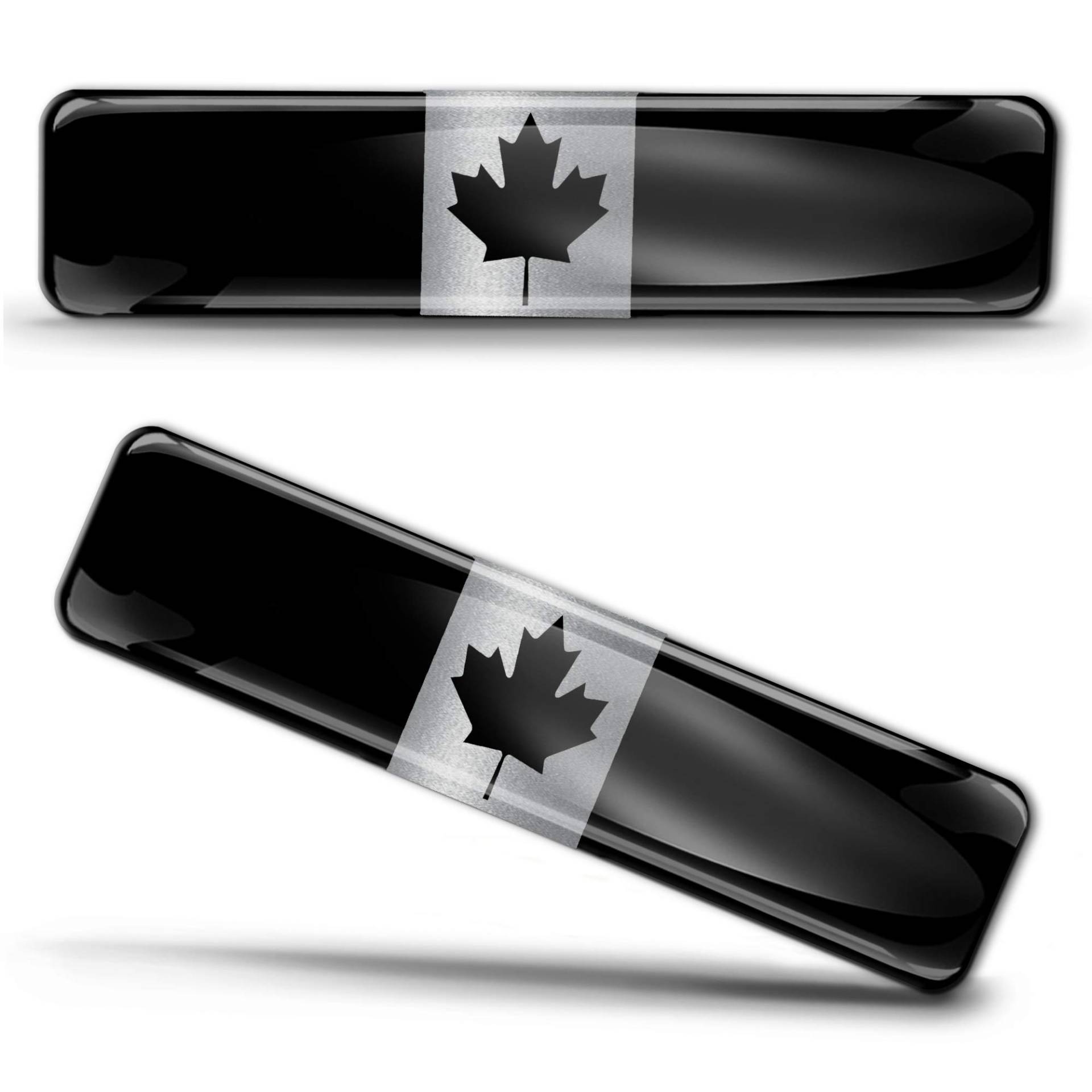 Biomar Labs® 2 x Aufkleber 3D Gel Silikon Stickers Schwarz Silber Ahornblatt Canada Kanadische Kanada Flagge Fahne Autoaufkleber F 134 von Biomar Labs