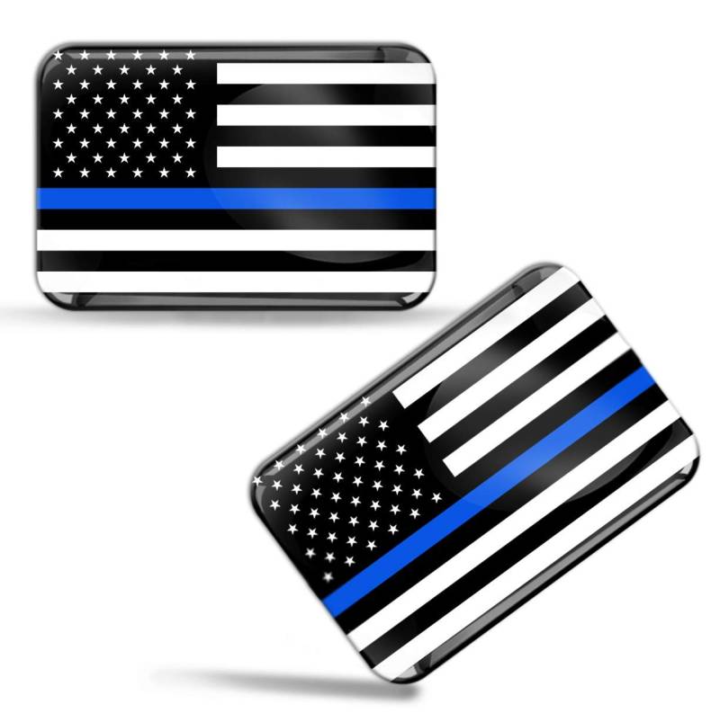 Biomar Labs® 2 x Aufkleber 3D Gel Silikon Stickers USA Amerika Thin Blue Line Flag Dünne Blaue Linie Polizei Flagge Fahne Auto Motorrad Fahrrad Fenster Tür PC Handy Tablet Laptop F 46 von Biomar Labs