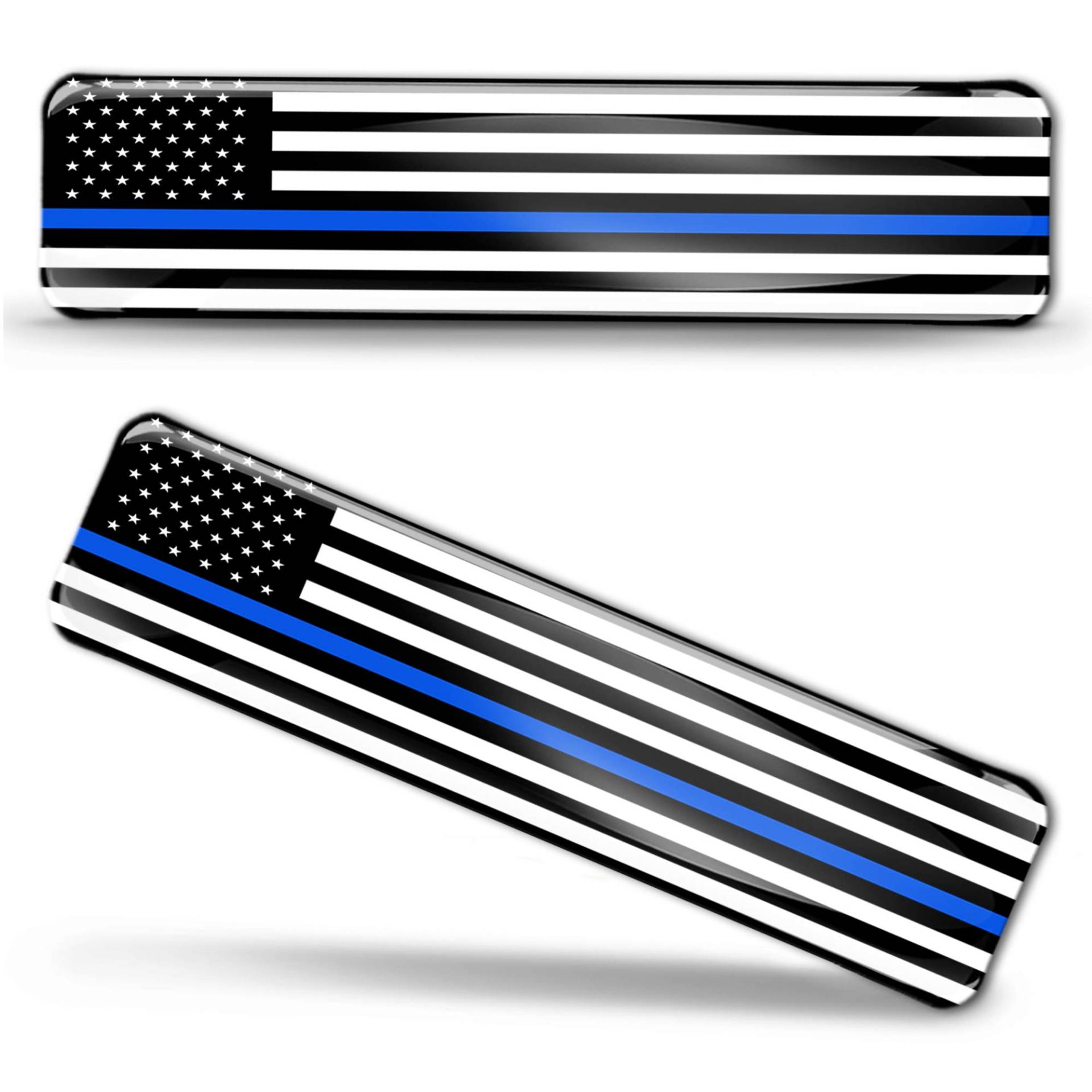 Biomar Labs® 2 x Aufkleber 3D Gel Silikon Stickers USA Amerika Thin Blue Line Police Flag America Dünne Blaue Linie Polizei Flagge Fahne Autoaufkleber F 59 von Biomar Labs