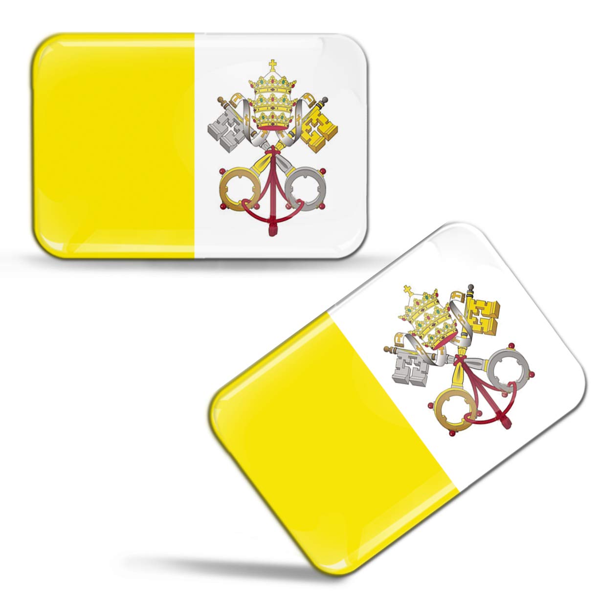 Biomar Labs® 2 x Aufkleber 3D Gel Silikon Stickers Vatikan Flagge Römisch-katholische Kirchen Vatikanstadt Vatikanische Fahne Vatican Flag Auto Motorrad Fahrrad Fenster Tür PC Tablet Laptop F 83 von Biomar Labs