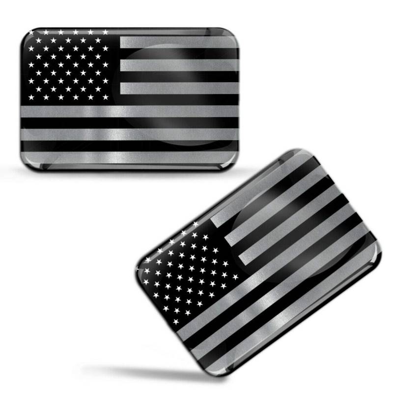 Biomar Labs® 2 x Aufkleber 3D Gel Silikon Stickers Vereinigte Staaten Amerika America United States Flag USA Silber Flagge Fahne Auto Motorrad Fahrrad Fenster Tür PC Handy Tablet Laptop F 132 von Biomar Labs