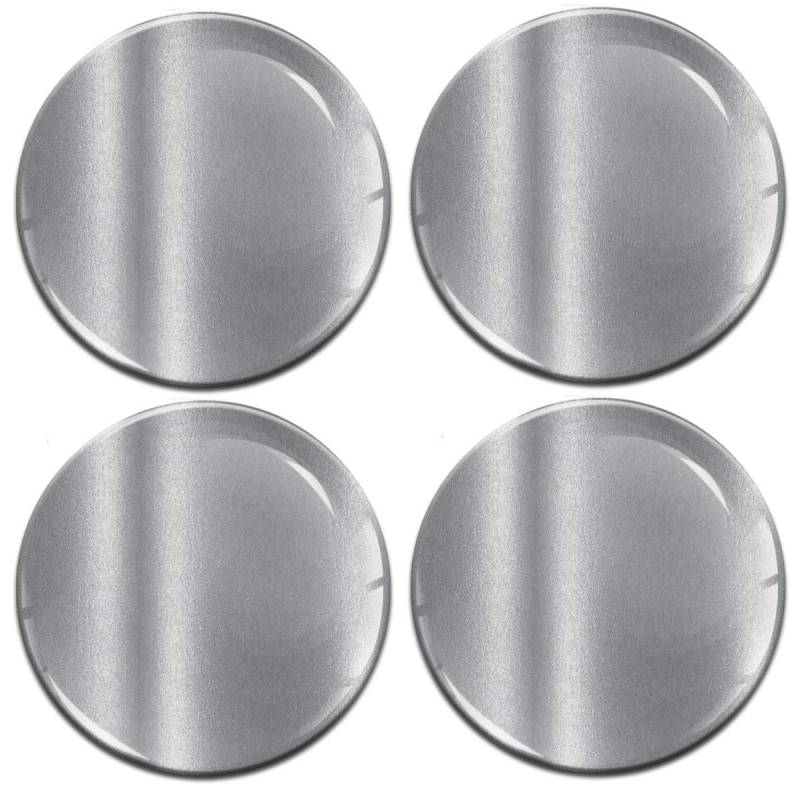 Biomar Labs® 4 x 50mm Aufkleber 3D Silikon Silber Für Radkappen Nabenkappen Radnabendeckel Rad-Aufkleber Nabendeckel A 9750 von Biomar Labs