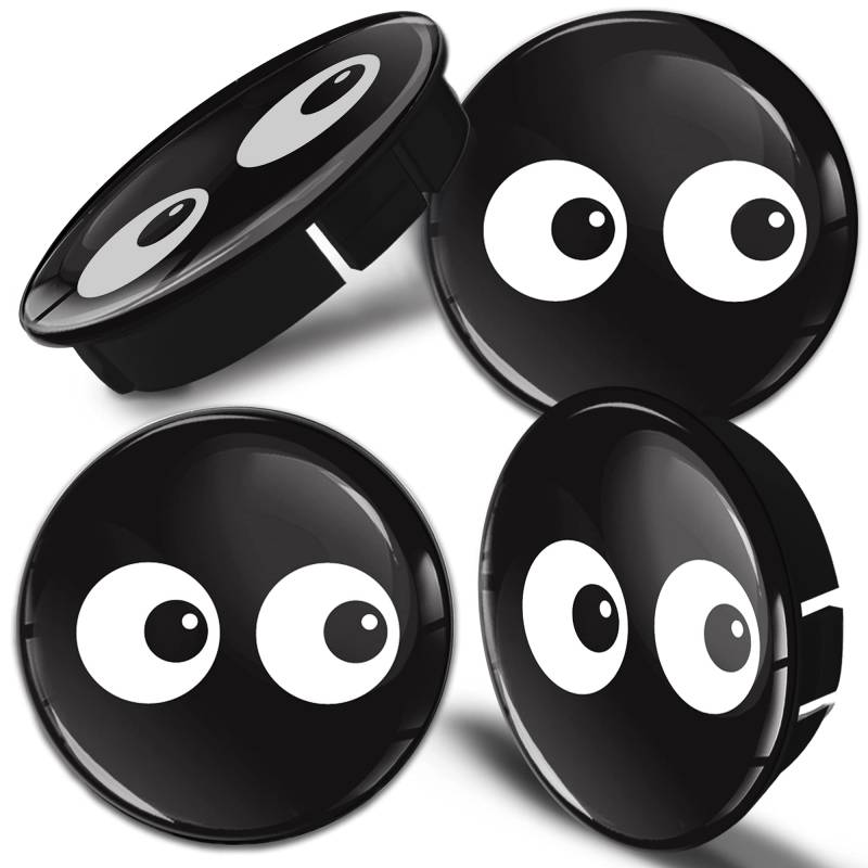 Biomar Labs® 4 x 60mm / 55mm Augen Schwarz Universal Kunststoff Nabenkappen Kappen Felgendeckel Radkappen Radnabendeckel Nabendeckel Auto Tuning C 18 von Biomar Labs