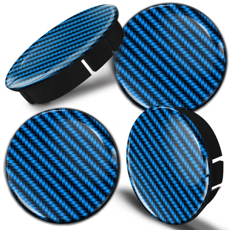 Biomar Labs® 4 x 60mm / 55mm Universal Kunststoff Nabenkappen Kappen Schwarz Blau Design Kohlenstoff Carbon Felgendeckel Radkappen Radnabendeckel Nabendeckel Auto Tuning C 105 von Biomar Labs