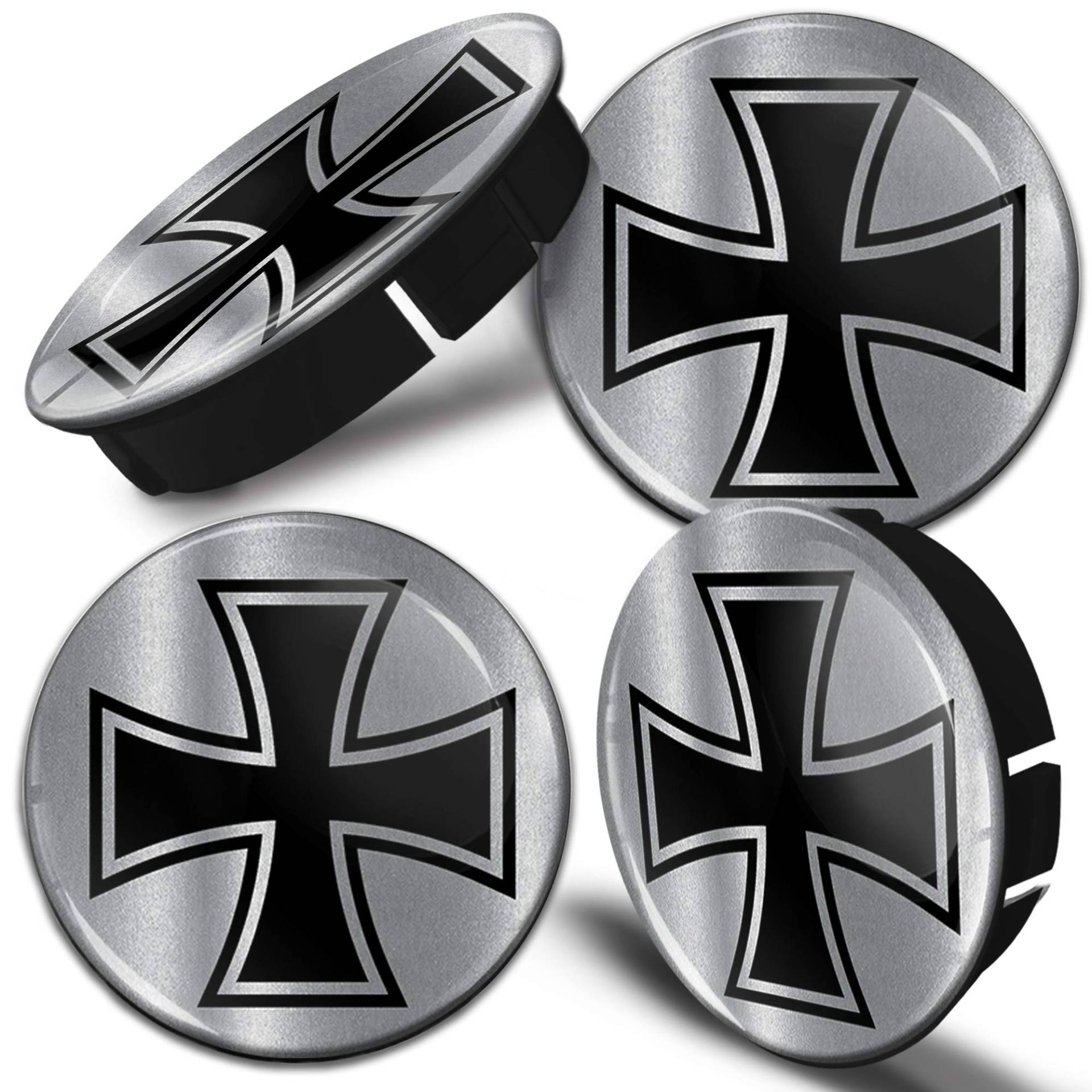 Biomar Labs® 4 x 60mm / 55mm Universal Silikon Nabenkappen Iron Cross Eisernes Kreuz Kappen Felgendeckel Radkappen Radnabendeckel Nabendeckel Auto Tuning C 86 von Biomar Labs