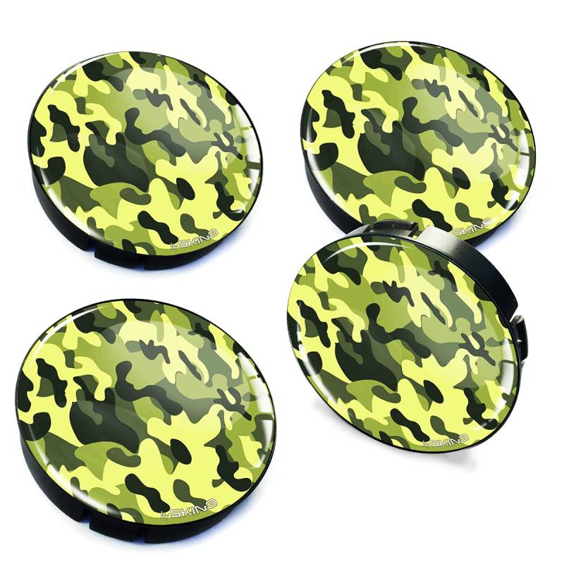 Biomar Labs® 4 x 60mm Silikon Nabenkappen Kappen Grün Camouflage Tarnung Felgendeckel Radkappen Radnabendeckel Nabendeckel Auto Tuning C 24 Z* von Biomar Labs