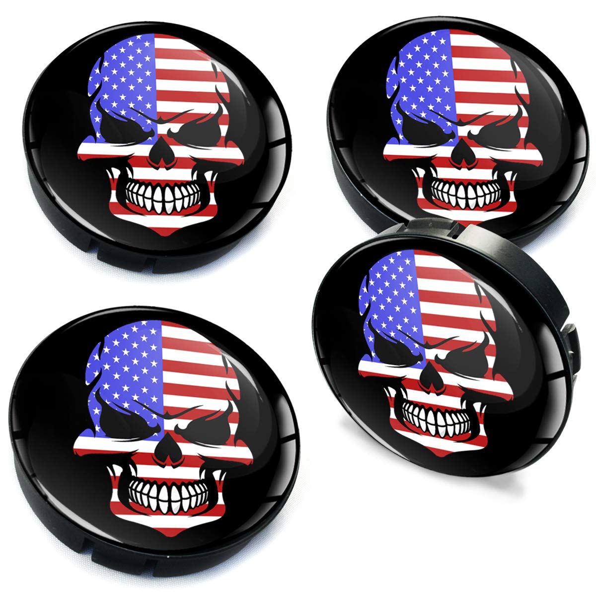 Biomar Labs® 4 x 60mm / 55mm Universal Silikon Nabenkappen USA Amerika America Amerikanische Flagge Kappen Felgendeckel Radkappen Radnabendeckel Nabendeckel Auto Tuning C von Biomar Labs