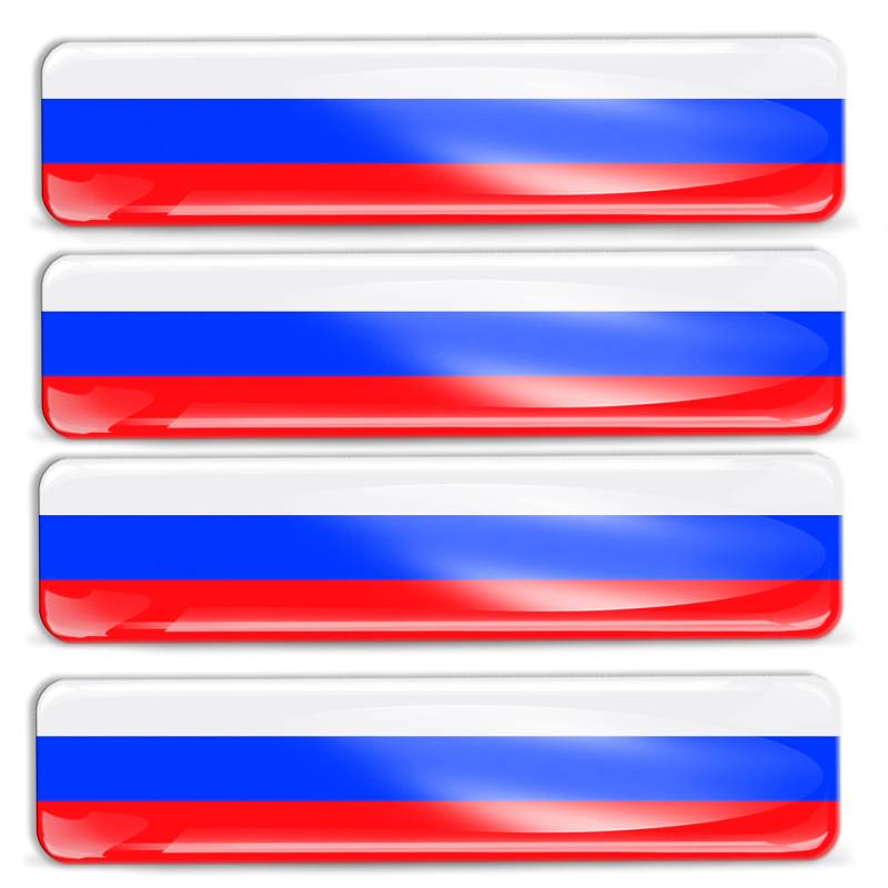 Biomar Labs® 4 x Aufkleber 3D Gel Silikon Stickers Russia Russland Russisch Flag Flagge Fahne Autoaufkleber F 19 von Biomar Labs