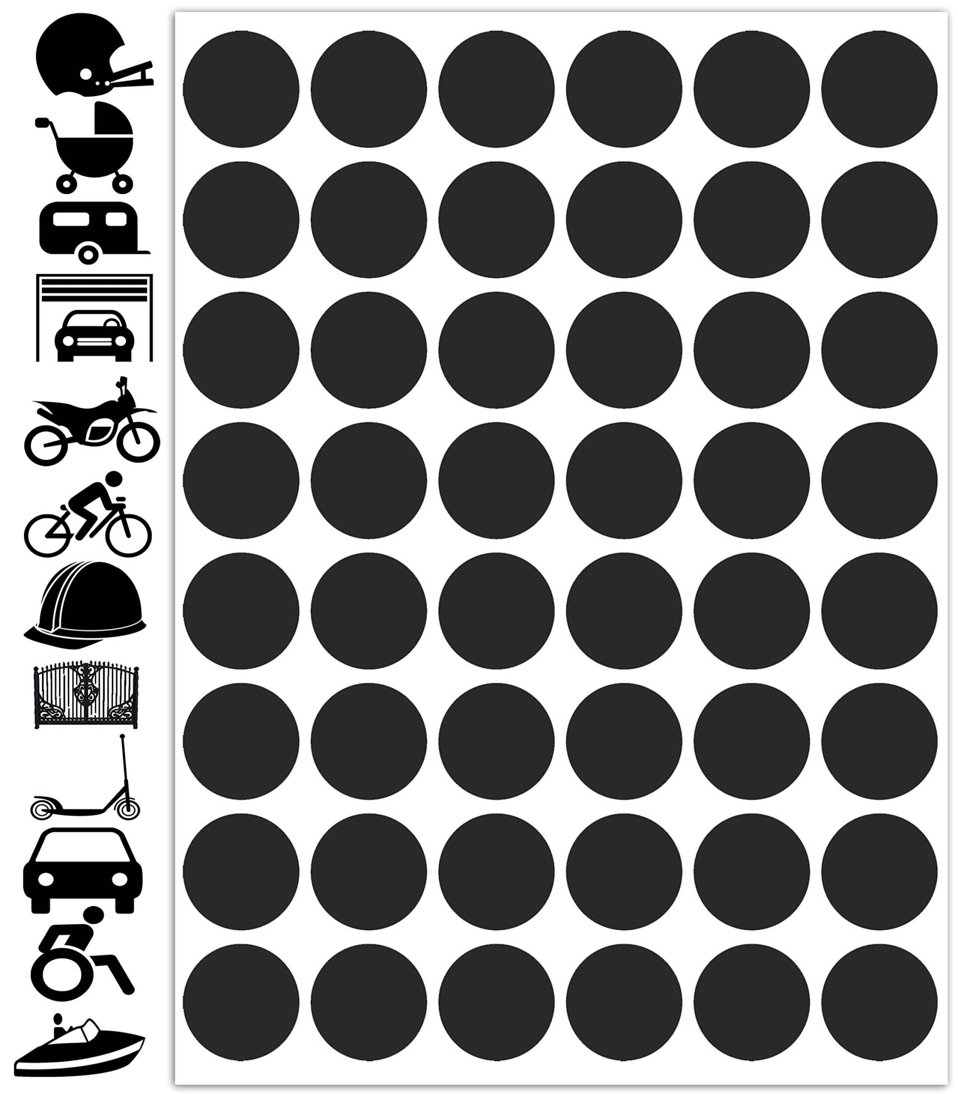 Biomar Labs - Reflektoren Fahrrad - Reflektierende Aufkleber Reflexfolie Schwarz Stickers Set (48 Stück) - für Fahrrad Roller - Reflektoren Kinder Kinderwagen - Selbstklebende Folie D 62 von Biomar Labs