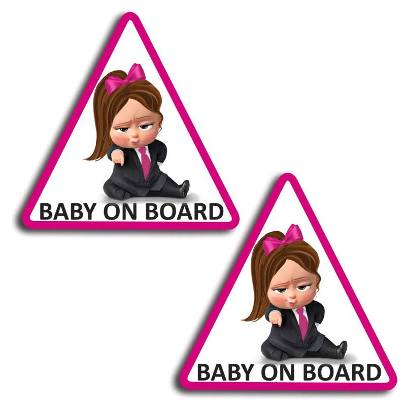 Biomar Labs® 2 Stück Vinyl Baby Boss on Board Bord Kind Sicherheit Aufkleber Auto-Aufkleber Stickers Auto Moto Motorrad Fahrrad Helm Fenster Tuning B 166 von Biomar Labs