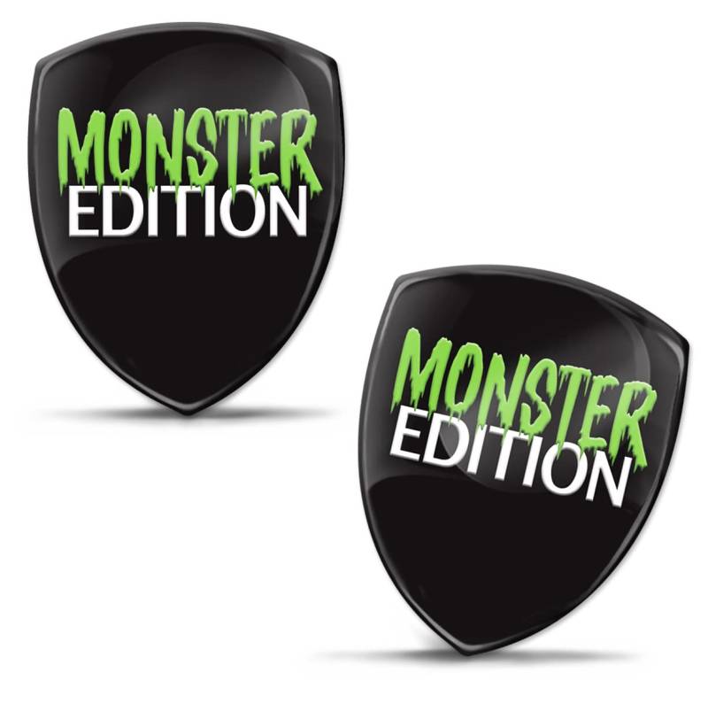 Biomar Labs 2 x 3D Gel Silikon Aufkleber Monster Edition Grün Badge Stickers Autoaufkleber Auto Motorrad Fahrrad Fenster Tür Laptop KS 139 von Biomar Labs